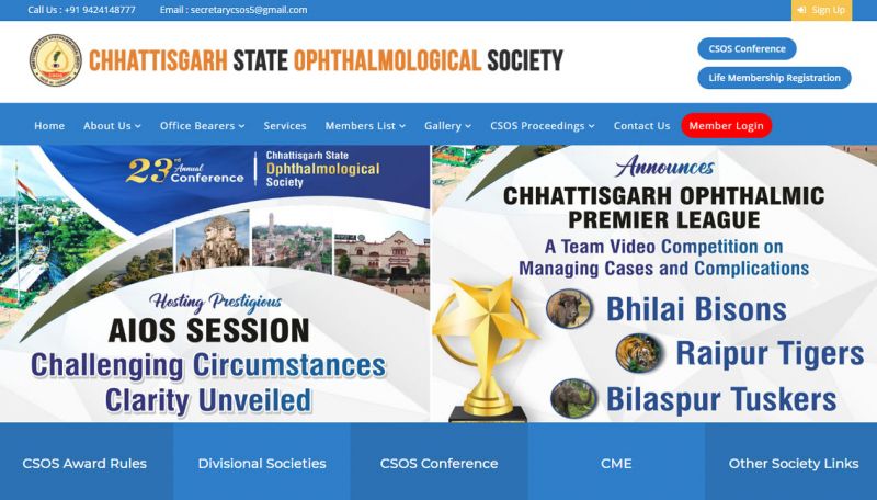 Chhattisgarh State Ophthalmological Society, website company design in raipur
